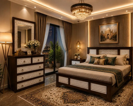 Iron Jaali White Bedroom Set