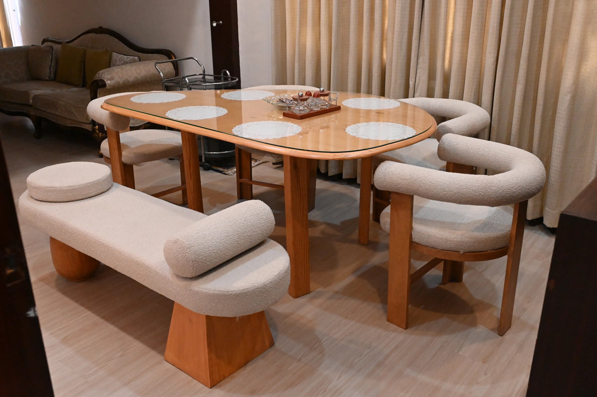 Nordic Dining Table with 4x Chairs & Bench
